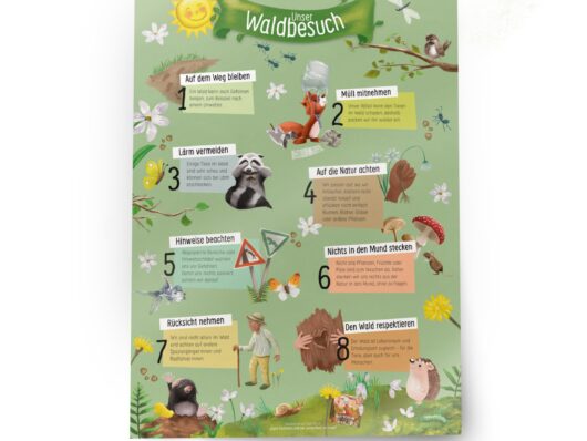 Unser Waldbesuch - Poster für Schule und Kindergärten und Kinder mit Wald Regeln